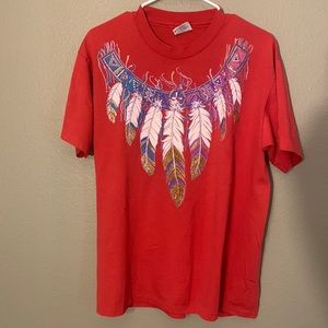 Red Womens Lrg Vintage single stitch Native American T Shirt